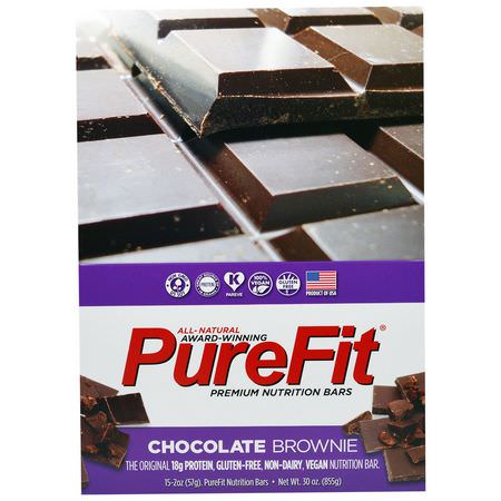 營養棒: PureFit Bars, Premium Nutrition Bars, Chocolate Brownie, 15 Bars, 2 oz (57 g) Each
