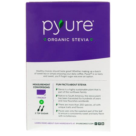 甜葉菊, 甜味劑: Pyure, Organic Stevia Granular Sweetener Packets, 80 Count, 2.82 oz (80 g)