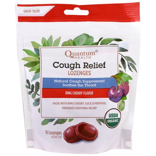 Quantum Health, Cough Relief, Lozenges, Bing Cherry Flavor, 18 Lozenges Review