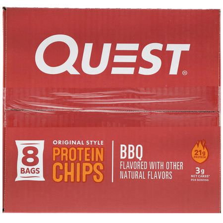 小吃, 蛋白質小吃: Quest Nutrition, Original Style Protein Chips, BBQ, 8 Pack, 1.1 oz (32 g) Each