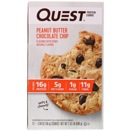 蛋白質餅乾, 蛋白質小吃: Quest Nutrition, Protein Cookie, Peanut Butter Chocolate Chip, 12 Pack, 2.04 oz (58 g) Each