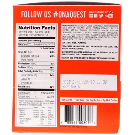 Quest Nutrition Protein Cookies - 蛋白質餅乾, 蛋白質小吃, 核仁巧克力餅, 餅乾