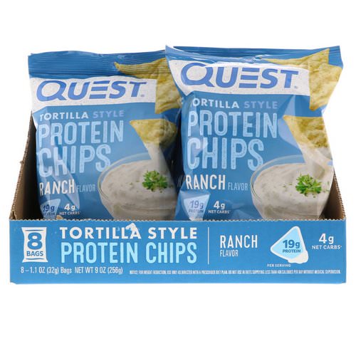 Quest Nutrition, Tortilla Style Protein Chips, Ranch, 8 Bags, 1.1 oz (32 g ) Each Review