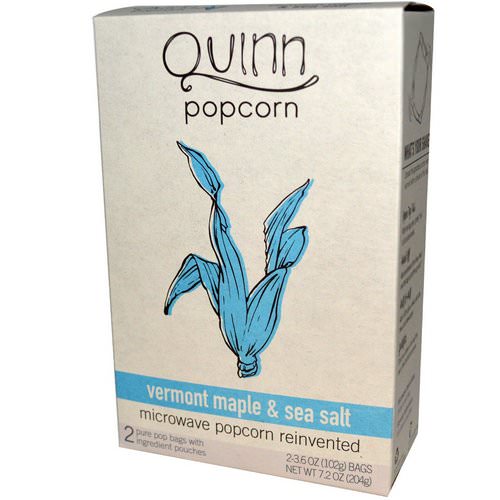 Quinn Popcorn, Microwave Popcorn, Vermont Maple & Sea Salt, 2 Bags, 3.6 oz (102 g) Each Review