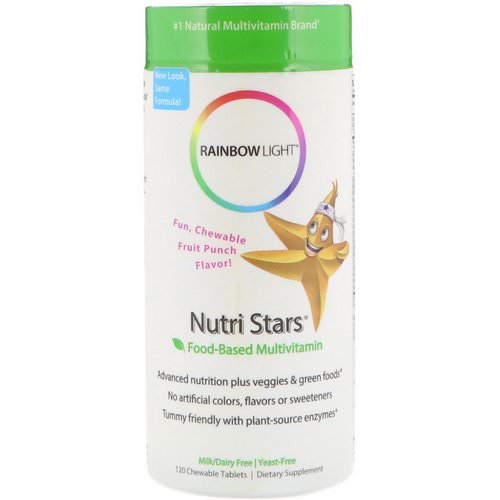 Rainbow Light, Nutri Stars, Food-Based Multivitamin, Fruit Punch Flavor, 120 Chewable Tablets Review