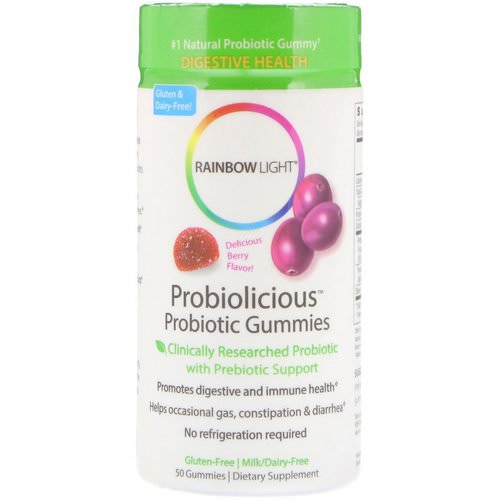 Rainbow Light, Probiolicious Probiotic Gummies, Delicious Berry Flavor, 50 Gummies Review