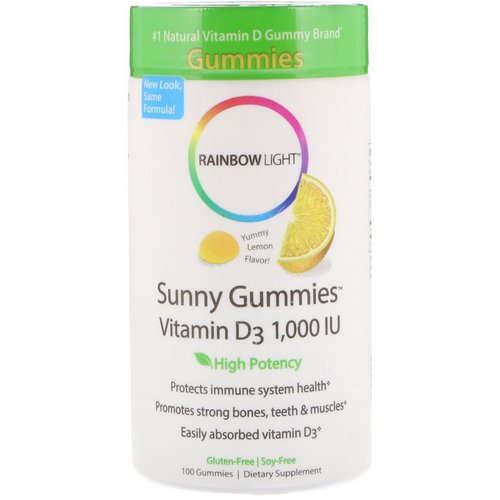 Rainbow Light, Sunny Gummies Vitamin D3, Lemon Flavor, 1,000 IU, 100 Gummies Review