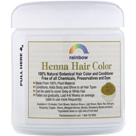 指甲花, 染髮: Rainbow Research, Henna, Hair Color and Conditioner, Burgundy (Dark Auburn), 4 oz (113 g)