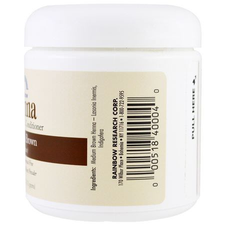 指甲花, 染髮: Rainbow Research, Henna, Hair Color and Conditioner, Medium Brown (Chestnut), 4 oz (113 g)