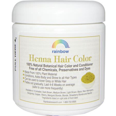 指甲花, 染髮: Rainbow Research, Henna, Hair Color and Conditioner, Red, 4 oz (113 g)