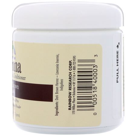 指甲花, 染髮: Rainbow Research, Henna, Hair Color & Conditioner, Dark Brown (Sable), 4 oz (113 g)