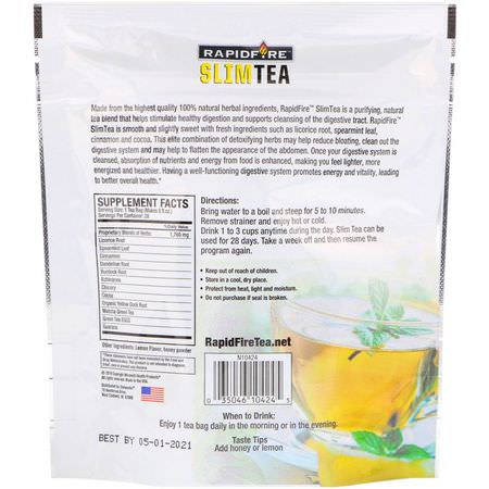 藥用茶, 清潔液: RAPIDFIRE, SlimTea, 28 Day Herbal Teatox, Matcha Tea, Real Lemon Flavor, 28 Tea Bags
