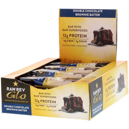 Raw Rev, Glo, Double Chocolate Brownie Batter, 12 Bars, 1.6 oz (46 g) Each Review