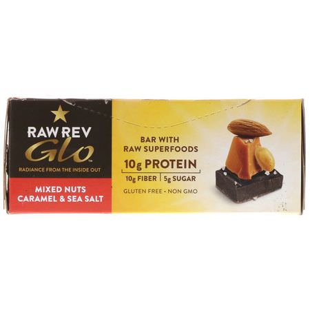 營養棒: Raw Rev, Glo, Mixed Nuts Caramel & Sea Salt, 12 Bars, 1.6 oz (46 g) Each