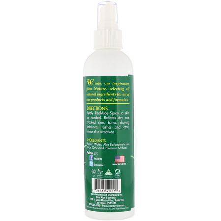 蘆薈護膚, 皮膚護理: Real Aloe, Aloe Vera Spray, 8 oz (227 ml)