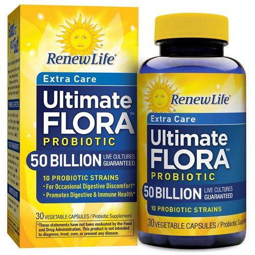 Renew Life, Extra Care, Ultimate Flora Probiotic, 50 Billion Live Cultures, 30 Vegetable Capsules Review