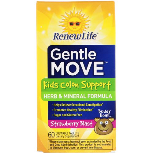 Renew Life, Gentle Move, Kids Colon Support, Strawberry Blast, 60 Chewable Tablets Review