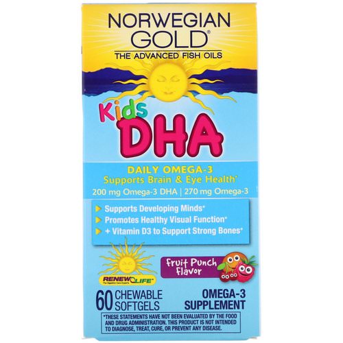 Renew Life, Norwegian Gold, Kids DHA, Fruit Punch Flavor, 60 Chewable Softgels Review