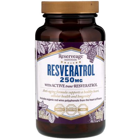 Reserveage Nutrition Resveratrol - 白藜蘆醇, 抗氧化劑, 補品