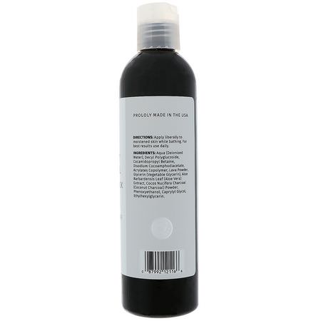 沐浴露, 沐浴露: Reviva Labs, Coconut Charcoal White Lava Rock Body Wash, 8 fl oz (236 ml)