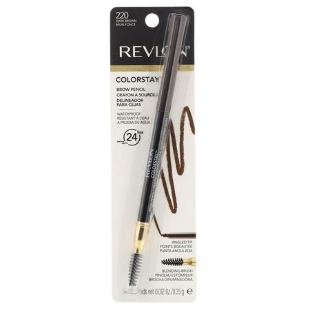 眉毛, 眼睛: Revlon, Colorstay, Brow Pencil, 220 Dark Brown, 0.012 oz (0.35 g)