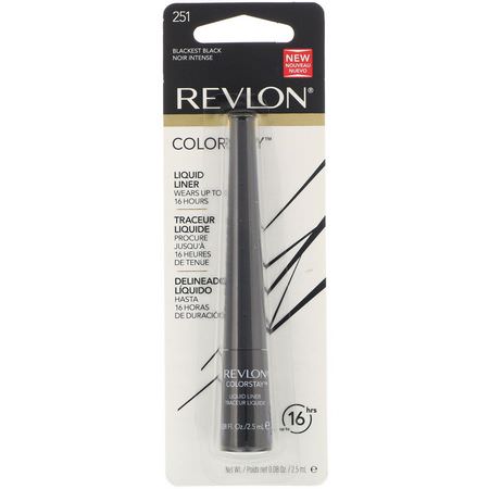 眼線筆, 眼睛: Revlon, Colorstay, Liquid Liner, Blackest Black 251, 0.08 oz (2.5 ml)