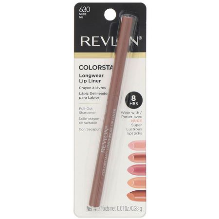 唇線筆, 嘴唇: Revlon, Colorstay, Longwear Lip Liner, 630 Nude, .01 oz (.28 g)