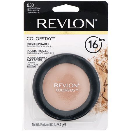 定型噴霧, 粉末: Revlon, Colorstay, Pressed Powder, 830 Light / Medium, .3 oz (8.4 g)