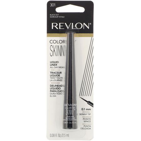眼線液, 眼睛: Revlon, Colorstay, Skinny Liquid Liner, Black Out 301, 0.08 oz (2.5 ml)