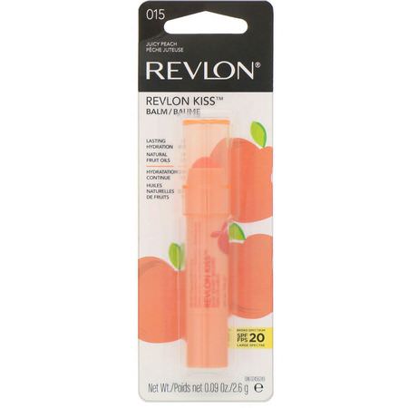 治療, 護唇膏: Revlon, Kiss Balm, 015 Juicy Peach, 0.09 oz (2.6 g)