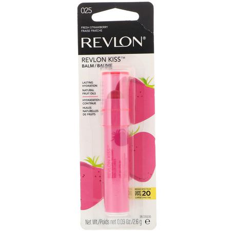 治療, 護唇膏: Revlon, Kiss Balm, 025 Fresh Strawberry, 0.09 oz (2.6 g)