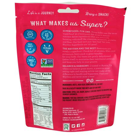 : Rhythm Superfoods, Beet Chips, Sea Salt, 1.4 oz (40 g)
