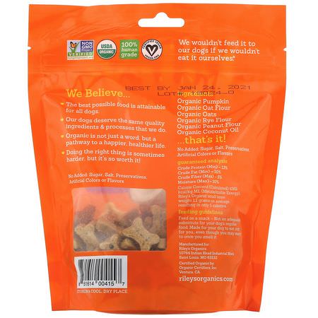 寵物零食, 寵物: Riley’s Organics, Dog Treats, Small Bone, Pumpkin & Coconut Recipe, 5 oz (142 g)
