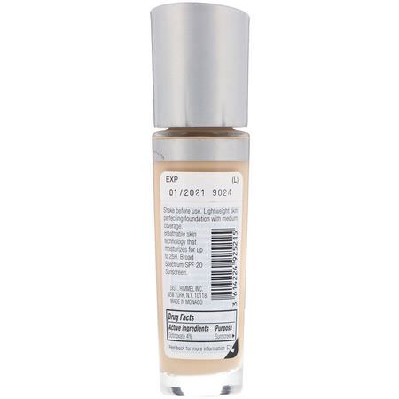 基礎, 臉部: Rimmel London, Lasting Finish 25HR Breathable Long Wear Foundation, 100 Ivory, 1 fl oz (30 ml)