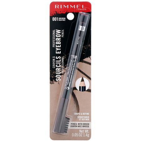 眉毛, 眼睛: Rimmel London, Professional Eyebrow Pencil, 001 Dark Brown, .05 oz (1.4 g)