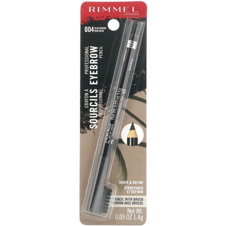 眉毛, 眼睛: Rimmel London, Professional Eyebrow Pencil, 004 Black Brown, .05 oz (1.4 g)
