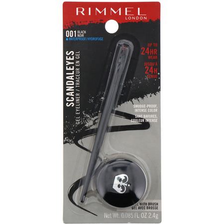 眼線液, 眼睛: Rimmel London, Scandaleyes Gel Eyeliner, 001 Black, 0.085 fl oz (2.4 g)