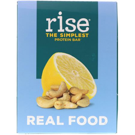 基於植物的蛋白質棒, 蛋白棒: Rise Bar, The Simplest Protein Bar, Lemon Cashew, 12 Bars, 2.1 oz (60 g) Each