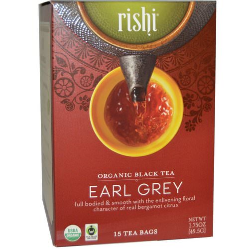 Rishi Tea, Organic Black Tea, Earl Grey, 15 Tea Bags 1.75 oz (49.5 g) Review