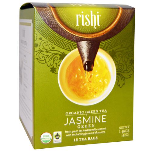 Rishi Tea, Organic Green Tea, Jasmine Green, 15 Tea Bags, 1.48 oz (42 g) Each Review