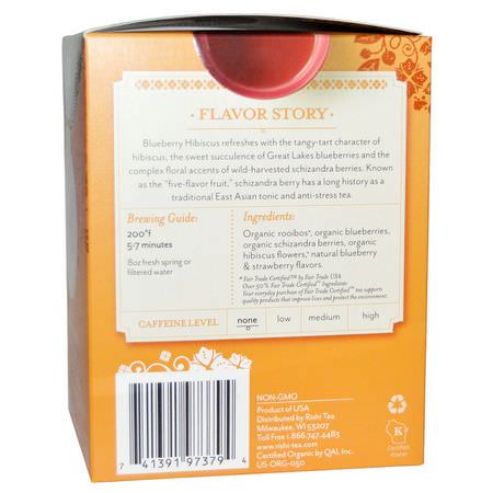 涼茶: Rishi Tea, Organic Herbal Tea, Blueberry Hibiscus, 15 Tea Bags, 1.69 oz (48 g)