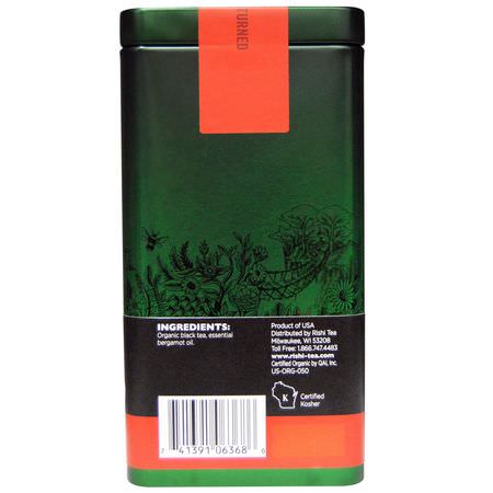 紅茶, 伯爵茶: Rishi Tea, Organic Loose Leaf Black Tea, Earl Grey, Classic + Citrus, 2.29 oz (65 g)