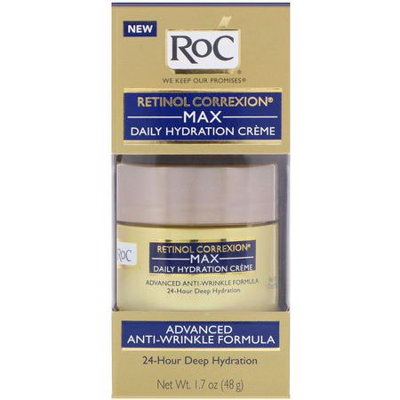 面霜, 保濕霜: RoC, Retinol Correxion, Max Daily Hydration Creme, 1.7 oz (48 g)