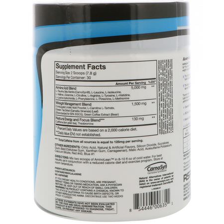 左旋肉鹼, 氨基酸: RSP Nutrition, AminoLean, Weight Management + Energy Formula, Blackberry Pomegranate, 8.25 oz (234 g)