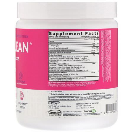 左旋肉鹼, 氨基酸: RSP Nutrition, AminoLean, Fruit Punch, 9.52 oz (270 g)