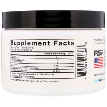 L-瓜氨酸, 氨基酸: RSP Nutrition, Pump Boost Pre-Workout, Unflavored, 4.8 oz (138 g)