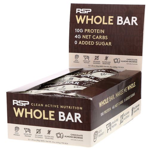 RSP Nutrition, Whole Bar, Chocolate Almond Brownie, 12 Bars, 1.76 oz (50 g) Each Review
