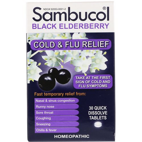 Sambucol, Black Elderberry, Cold & Flu Relief, 30 Quick Dissolve Tablets Review