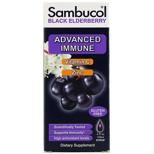 Sambucol, Black Elderberry Syrup, Advanced Immune, Vitamin C + Zinc, Natural Berry, 4 fl oz (120 ml) Review