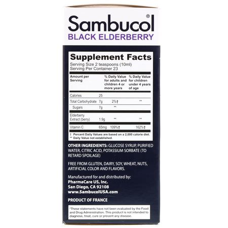 感冒, 補品: Sambucol, Black Elderberry Syrup, For Kids, Berry Flavor, 7.8 fl oz (230 ml)